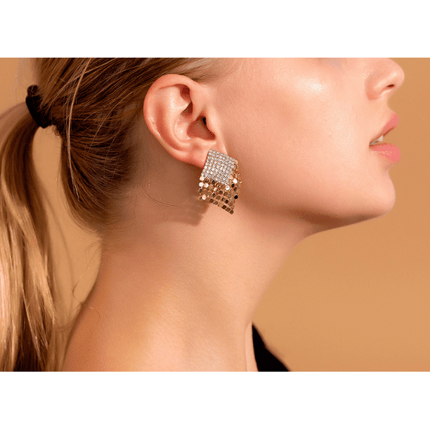New Women Gold Plated Multi-layer Geometric Drop Earring Dangle Wedding Jewelry 